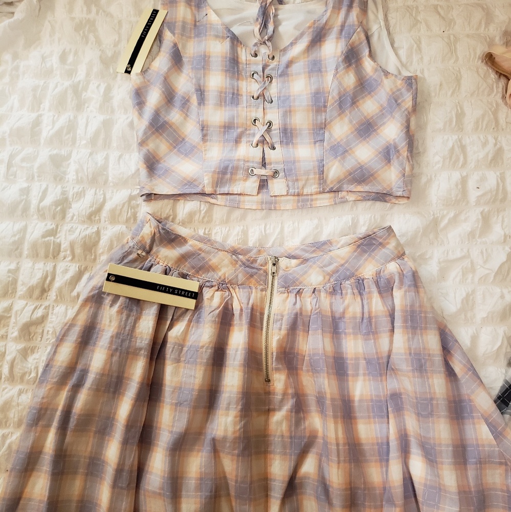 Crop top and high skirt set